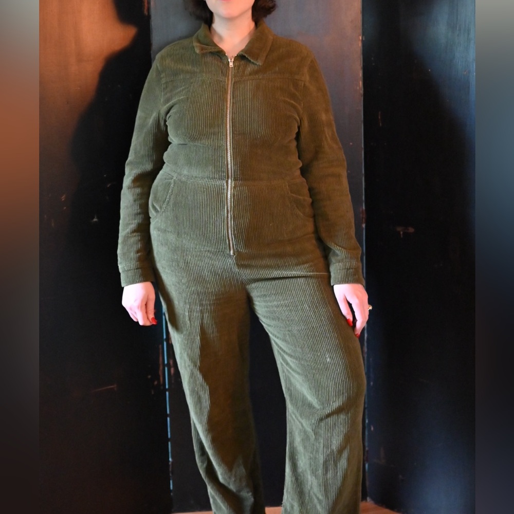 Olive Green Corduroy Jumpsuit